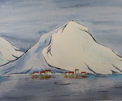Isbjerg med huse